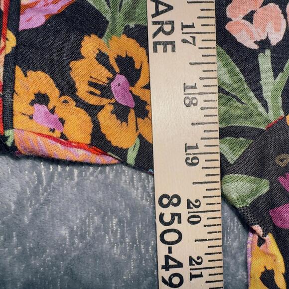 NWT FARM RIO  XL Spring Banana Floral Mini Dress Pleated V-Neck Black Boho - Picture 9 of 16